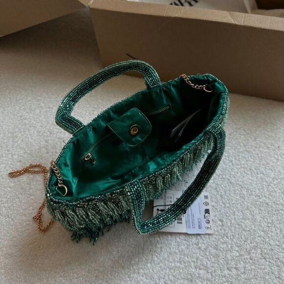 ZARA NWT RHINESTONE FRINGE BAG - Picture 9 of 13